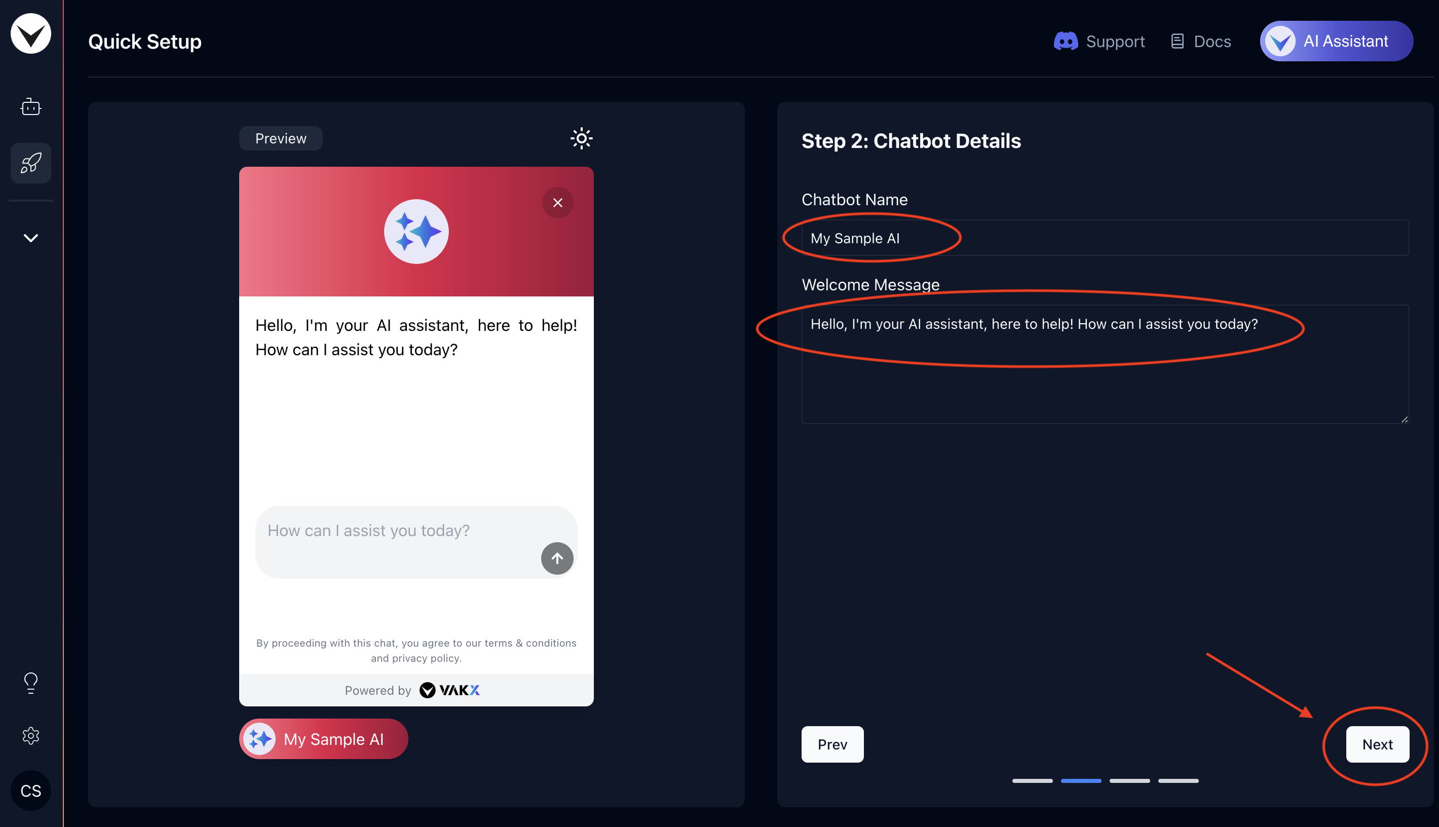 quick setup ai chatbotstep 2